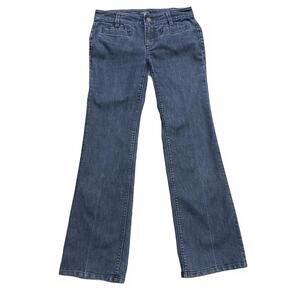 Ann Taylor Signature Petite Flare Jeans Dark Blue Denim OOP Vintage Size 00P